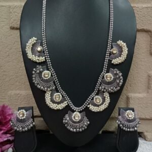 Long Necklace - German Silver Oxidized long Statement Necklace SCAOLN14