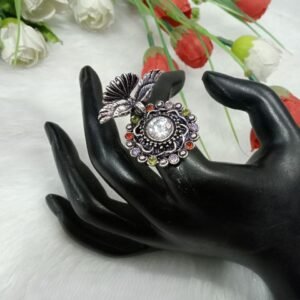 Oxidized Ring - German Silver AD Stone Bird Nest Oxidized Ring SCAOR28