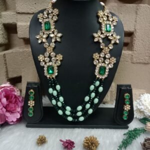 Necklace - Antique Color Glass Stone & Glass Beads Necklace