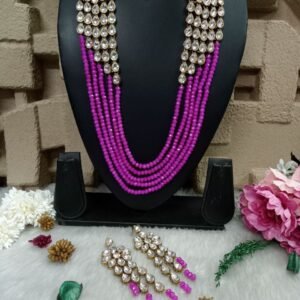 Necklace - Antique Color Rani Crystal Glass Stone Kundan Necklace