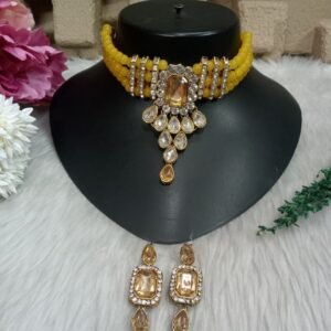 Choker - Antique Color Glass Stone & Beads Princess Choker