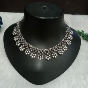 Necklace - Brass Silver Oxidized Necklace SCAON84