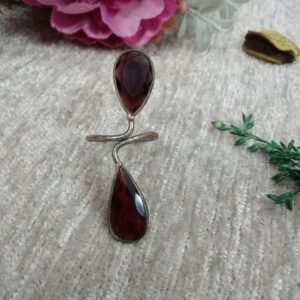 Oxidized Rings - Silver Oxidized Brass Natural Stone Size Adjustable Ring SCAOR90-3