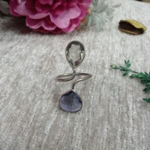 Oxidized Rings - Silver Oxidized Brass Natural Stone Size Adjustable Ring SCAOR90-4