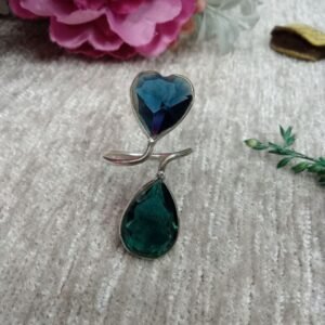 Oxidized Rings - Silver Oxidized Brass Natural Stone Size Adjustable Ring SCAOR90-11
