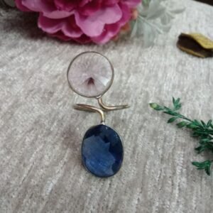 Oxidized Rings - Silver Oxidized Brass Natural Stone Size Adjustable Ring SCAOR90-12
