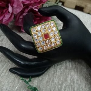 AD Rings - Gold Plated AD Back Meenakari Ring SCAADR28