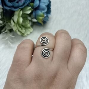 Oxidized Rings - Brass Silver Oxidized Size Adjustable Small Ring SCA10045