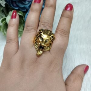 Oxidized Rings - Antique Golden Lion Ring SCA510