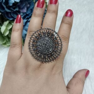 Oxidized Rings - Silver Oxidized Alloy Metal Size Adjustable Ring SCA10041