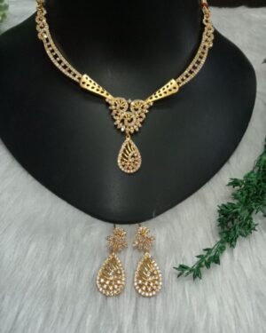 Necklace - Gold Plated Brass Kundan AD Necklace SCA95059