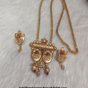 Chain Pendent - Gold Plated Copper Rajwadi Chain Pendent Set SCA11673