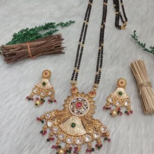 Mangalsutra - Gold Plated Copper Brass Rajwadi Long Mangalsutra SCA135048