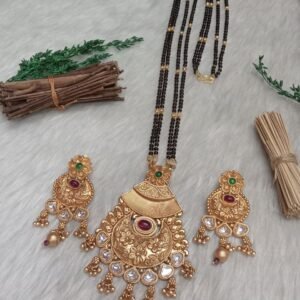 Mangalsutra - Gold Plated Copper Brass Rajwadi Long Mangalsutra SCA135047