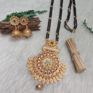 Mangalsutra - Gold Plated Copper Brass Rajwadi Long Mangalsutra SCA135044