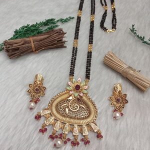 Mangalsutra - Gold Plated Copper Brass Rajwadi Long Mangalsutra SCA135043