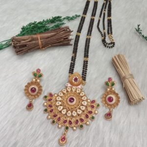Mangalsutra - Gold Plated Copper Brass Rajwadi Long Mangalsutra SCA135041