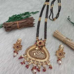 Mangalsutra - Gold Plated Copper Brass Rajwadi Long Mangalsutra SCA135040
