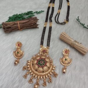 Mangalsutra - Gold Plated Copper Brass Rajwadi Long Mangalsutra SCA135039