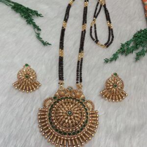 Mangalsutra - Gold Plated Copper Brass Rajwadi Long Mangalsutra SCA135036