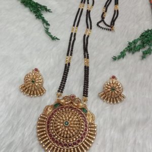 Mangalsutra - Gold Plated Copper Brass Rajwadi Long Mangalsutra SCA135036