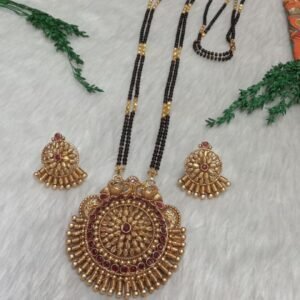 Mangalsutra - Gold Plated Copper Brass Rajwadi Long Mangalsutra SCA135036