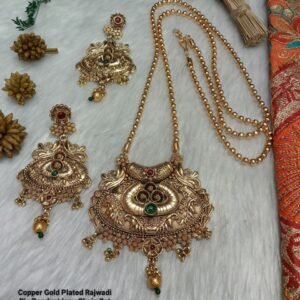 Chain Pendent - Gold Plated Copper Rajwadi Chain Pendent Set SCA13901