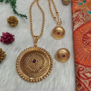 Chain Pendent - Gold Plated Copper Rajwadi Chain Pendent Set SCARPC1