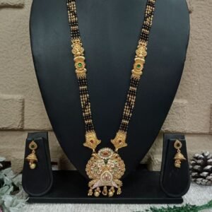Rajwadi Mangalsutra - Gold Plated Copper 4 Line Rajwadi Long Mangalsutra SCARLM108