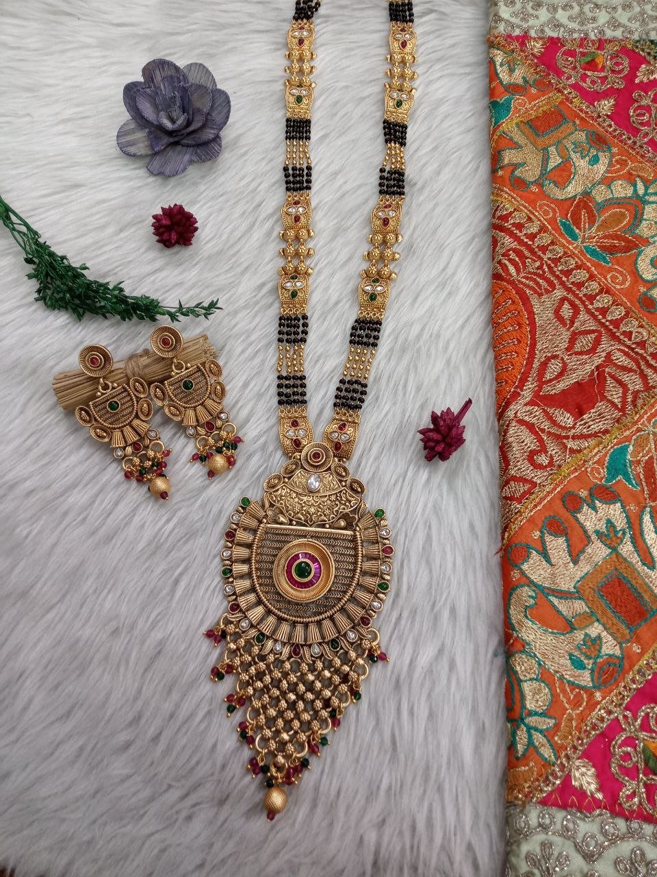 Mangalsutra – Copper Rajwadi 4 line long Mangalsutra SCA265054