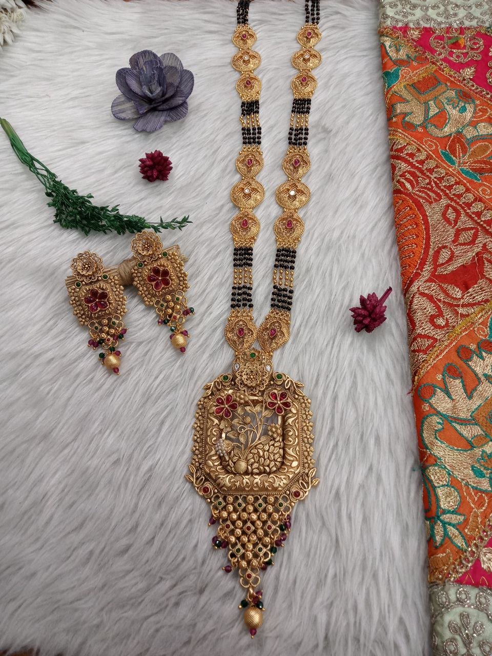 Mangalsutra – Copper Rajwadi 4 line long Mangalsutra SCA265052