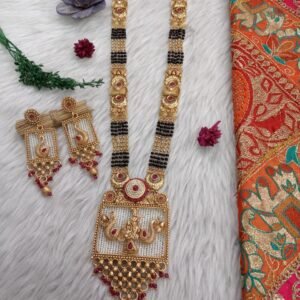 Rajwadi Mangalsutra - Copper Rajwadi 5 line Radha Krishna long Mangalsutra SCARLM54