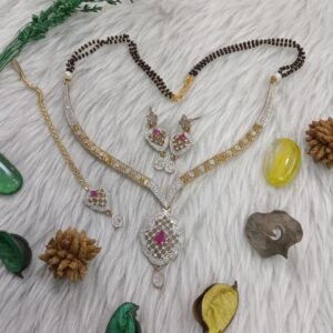 Mangalsutra Necklace - Gold Plated Brass Mangalsutra AD Necklace