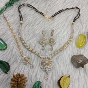 Mangalsutra Necklace - Gold Plated Brass Mangalsutra AD Necklace