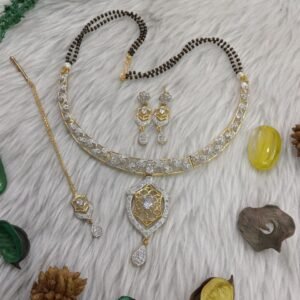 Mangalsutra Necklace - Gold Plated Brass Mangalsutra AD Necklace