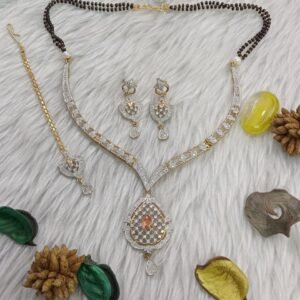 Mangalsutra Necklace - Gold Plated Brass Mangalsutra AD Necklace