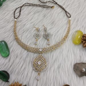 Mangalsutra Necklace - Gold Plated Brass Mangalsutra AD Necklace