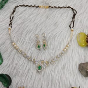 Mangalsutra Necklace - Gold Plated Brass Mangalsutra AD Necklace