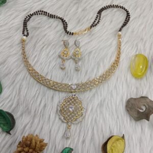 Mangalsutra Necklace - Gold Plated Brass Mangalsutra AD Necklace