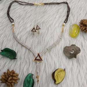 Mangalsutra Necklace - Gold Plated Brass Mangalsutra AD Necklace