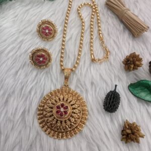 Chain Pendent - Gold Plated Copper Rajwadi Chain Pendent Set