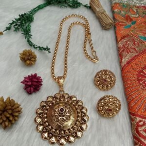Chain Pendent - Gold Plated Copper Rajwadi Chain Pendent Set