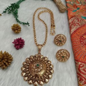 Chain Pendent - Gold Plated Copper Rajwadi Chain Pendent Set