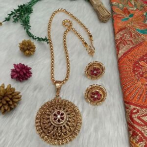 Chain Pendent - Gold Plated Copper Rajwadi Chain Pendent Set