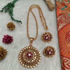 Chain Pendent - Gold Plated Copper Rajwadi Chain Pendent Set