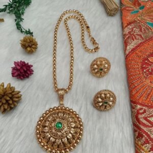 Chain Pendent - Gold Plated Copper Rajwadi Chain Pendent Set