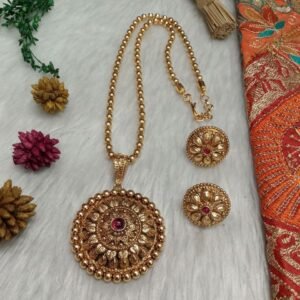 Chain Pendent - Gold Plated Copper Rajwadi Chain Pendent Set