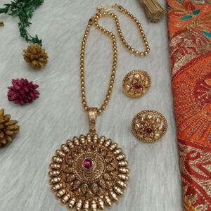 Chain Pendent - Gold Plated Copper Rajwadi Chain Pendent Set