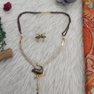 Mangalsutra Necklace - Gold Plated Brass Mangalsutra AD Necklace