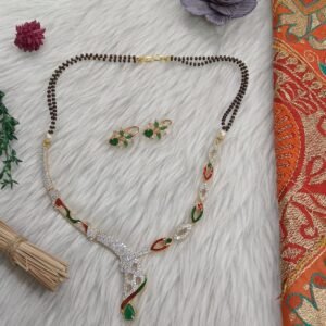 Mangalsutra Necklace - Gold Plated Brass Mangalsutra AD Necklace